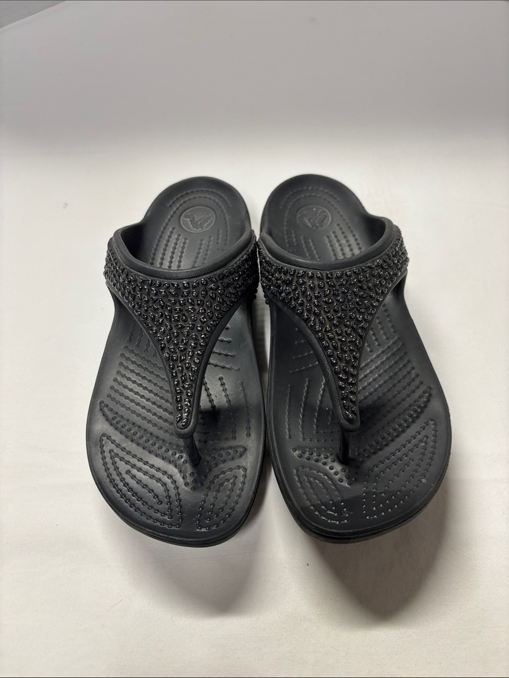 CROCS Black Jeweled Thong Sandals